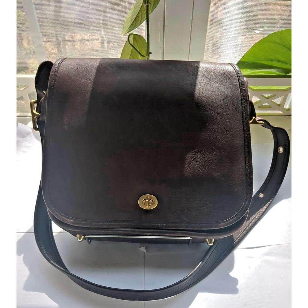 Vintage Coach Stewardess Bag (Style #9525)  Glove Tanned Dark Brown Leather